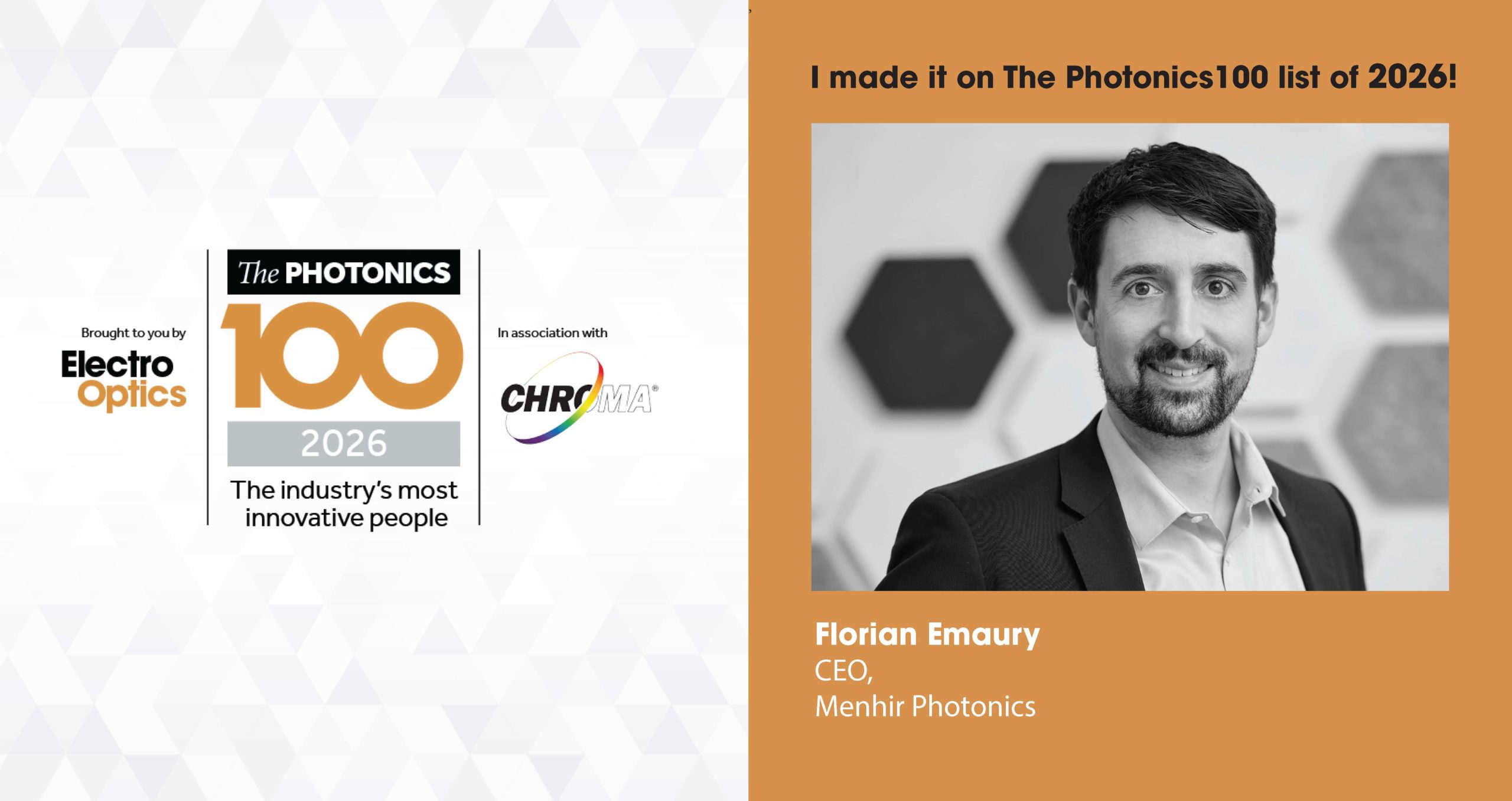 Florian Emaury named in Photonics100