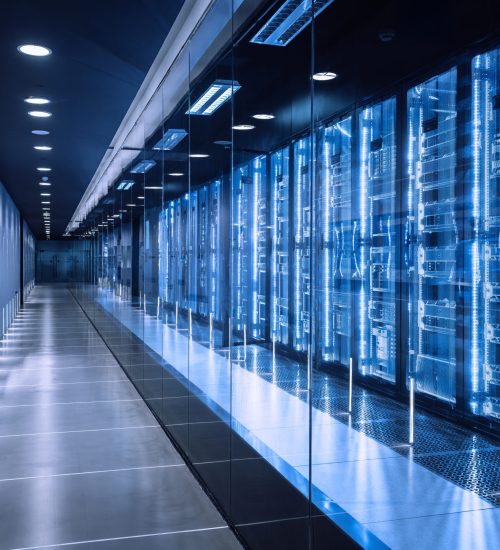 High-tech data center with server racks